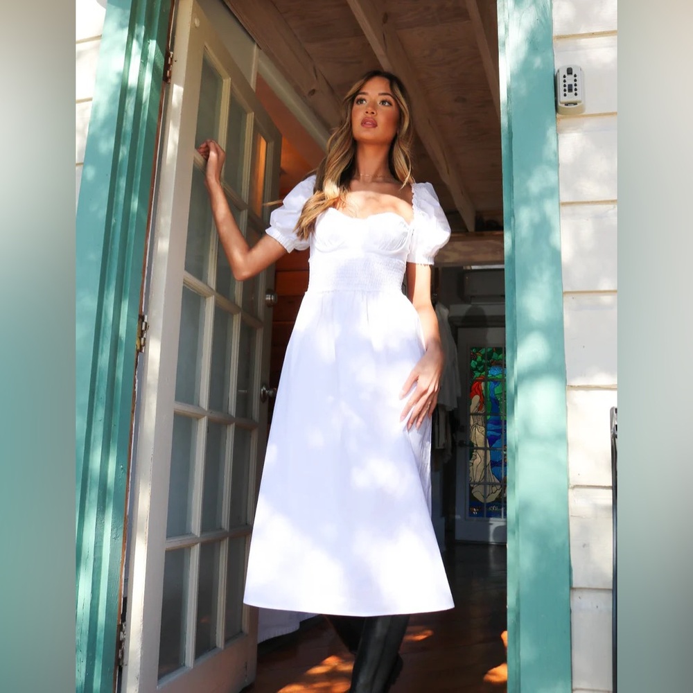 Corset Puff Sleeve Midi Dress